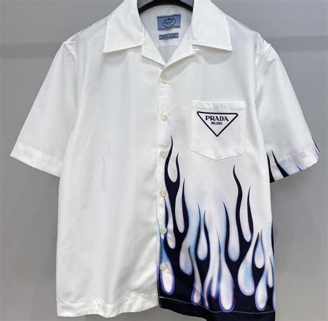 prada mens flame shirt|Prada dress shirt long sleeve.